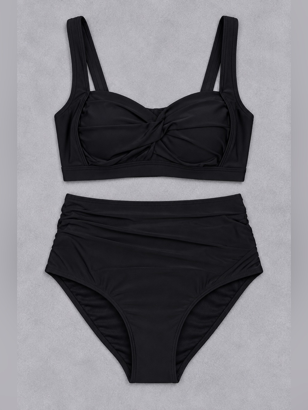 NWT - Amy Babe Women's Twist Front Swimsuit High Waisted 2 Piece Bikini
